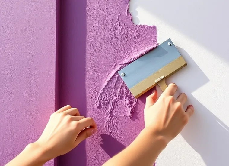 Application d'un enduit décoratif à la lisseuse sur un mur